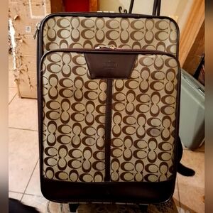 COACH Brown Nylon & Leather upright 22" CarryOn Suitcase Luggage